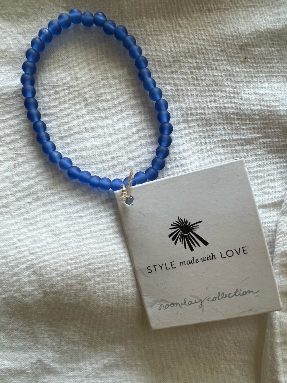 Noonday Blue Glass Beaded Stretch Bracelet